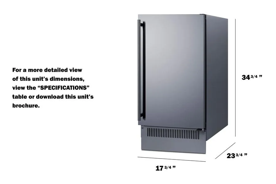 Summit BIM182 18 Wide Clear Icemaker