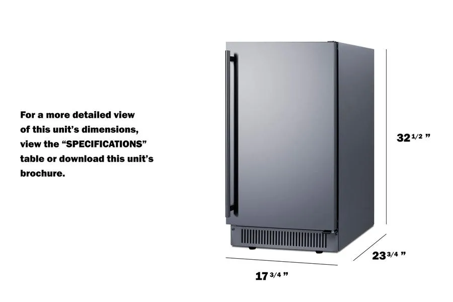 Summit BIM182ADA 18 Wide Clear Icemaker. Ada Compliant