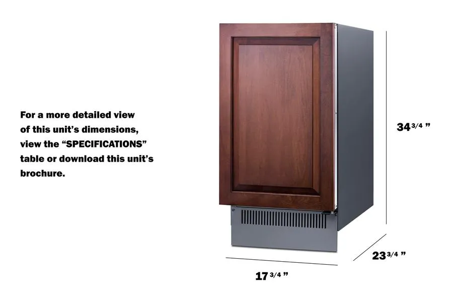 Summit BIM182OSIF 18 Wide Clear Outdoor Icemaker (Panel Not Included)