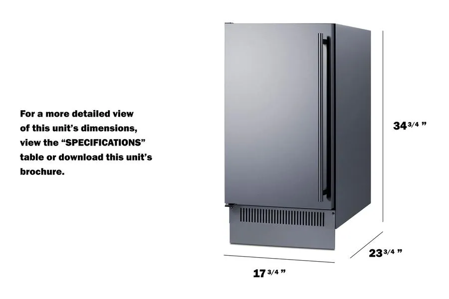 Summit BIM182OSLHD 18 Wide Outdoor Clear Icemaker