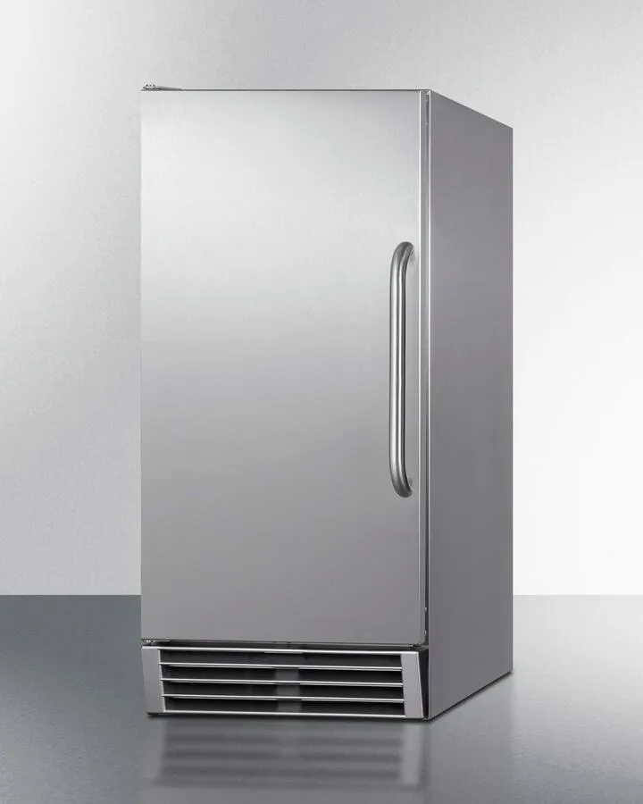 Summit BIM44GCSS 15 Wide 50 Lb. Built-In Undercounter Commercially Listed Clear Icemaker With Automatic Defrost. Internal Pump. And Complete Stainless Steel Exterior