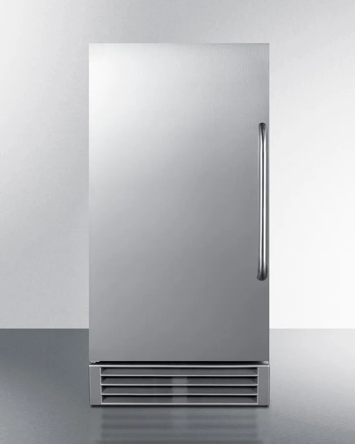 Summit BIM44GCSS 15 Wide 50 Lb. Built-In Undercounter Commercially Listed Clear Icemaker With Automatic Defrost. Internal Pump. And Complete Stainless Steel Exterior