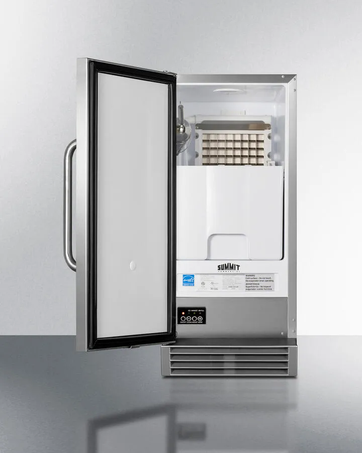 Summit BIM44GCSSADA 15 Wide 50 Lb. Ada Compliant Commercially Listed Clear Icemaker With Automatic Defrost. Internal Pump. And Complete Stainless Steel Exterior