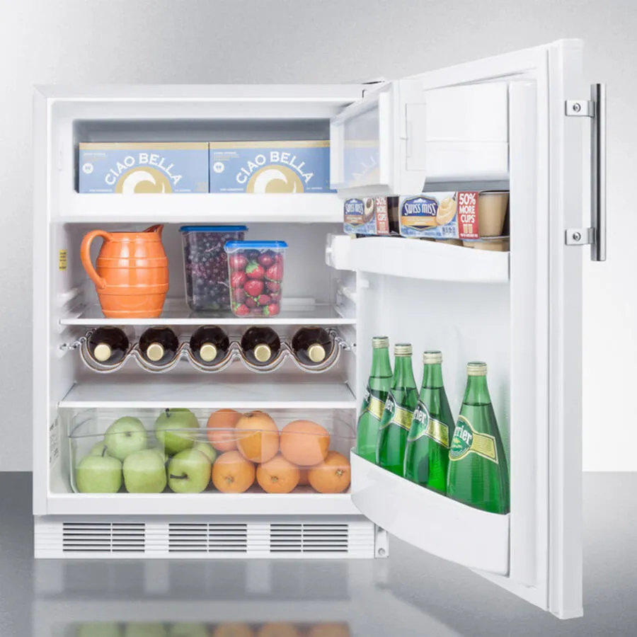 Summit CT661 Freestanding Counter Height Refrigerator-Freezer For Residential Use. Cycle Defrost With Deluxe Interior And White Finish