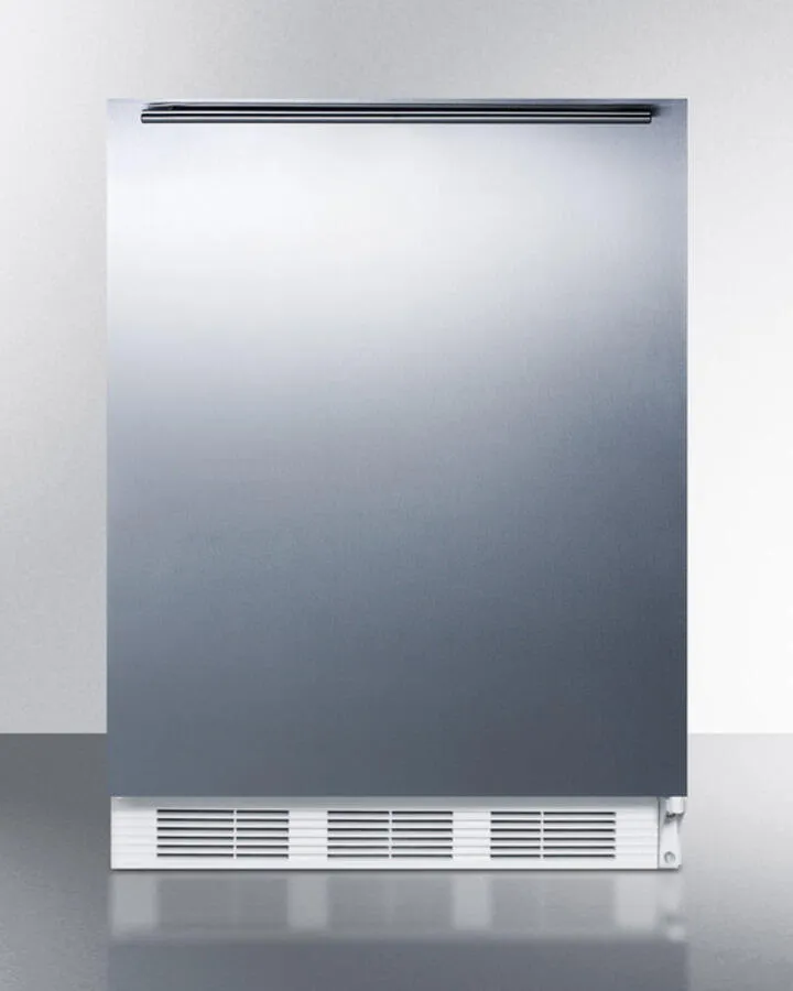 Summit CT661BISSHHADA Ada Compliant Built-In Undercounter Refrigerator-Freezer For Residential Use. Cycle Defrost W/Deluxe Interior. Ss Door. Horizontal Handle. And White Cabinet
