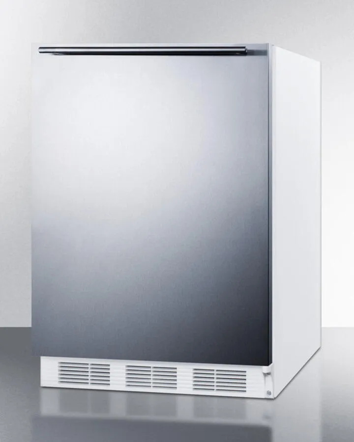 Summit CT661BISSHHADA Ada Compliant Built-In Undercounter Refrigerator-Freezer For Residential Use. Cycle Defrost W/Deluxe Interior. Ss Door. Horizontal Handle. And White Cabinet