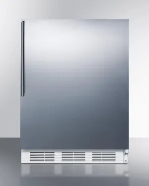 Summit CT661BISSHV Built-In Undercounter Refrigerator-Freezer For Residential Use. Cycle Defrost W/Deluxe Interior. Stainless Steel Wrapped Door. Thin Handle. And White Cabinet