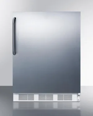 Summit CT661BISSTB Built-In Undercounter Refrigerator-Freezer For Residential Use. Cycle Defrost With A Stainless Steel Wrapped Door. Towel Bar Handle. And White Cabinet