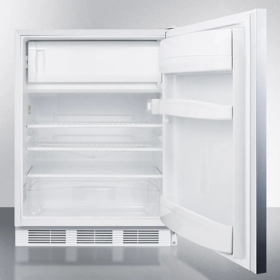 Summit CT661SSHHADA Ada Compliant Freestanding Refrigerator-Freezer For Residential Use. Cycle Defrost With Deluxe Interior. Ss Wrapped Door. Horizontal Handle. And White Cabinet