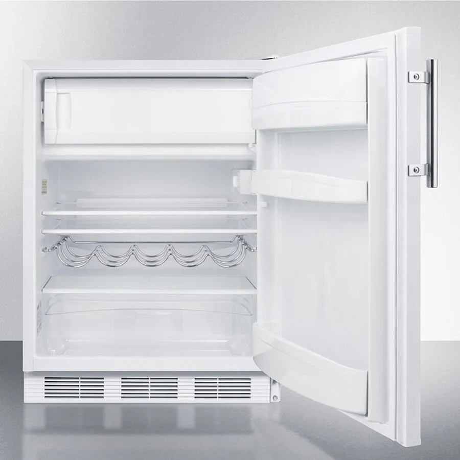Summit CT661WBI Built-In Undercounter Refrigerator-Freezer For Residential Use. Cycle Defrost With A Deluxe Interior And White Exterior Finish
