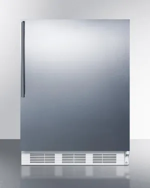 Summit CT661WBISSHV Built-In Undercounter Refrigerator-Freezer For Residential Use. Cycle Defrost W/Deluxe Interior. Stainless Steel Wrapped Door. Thin Handle. And White Cabinet