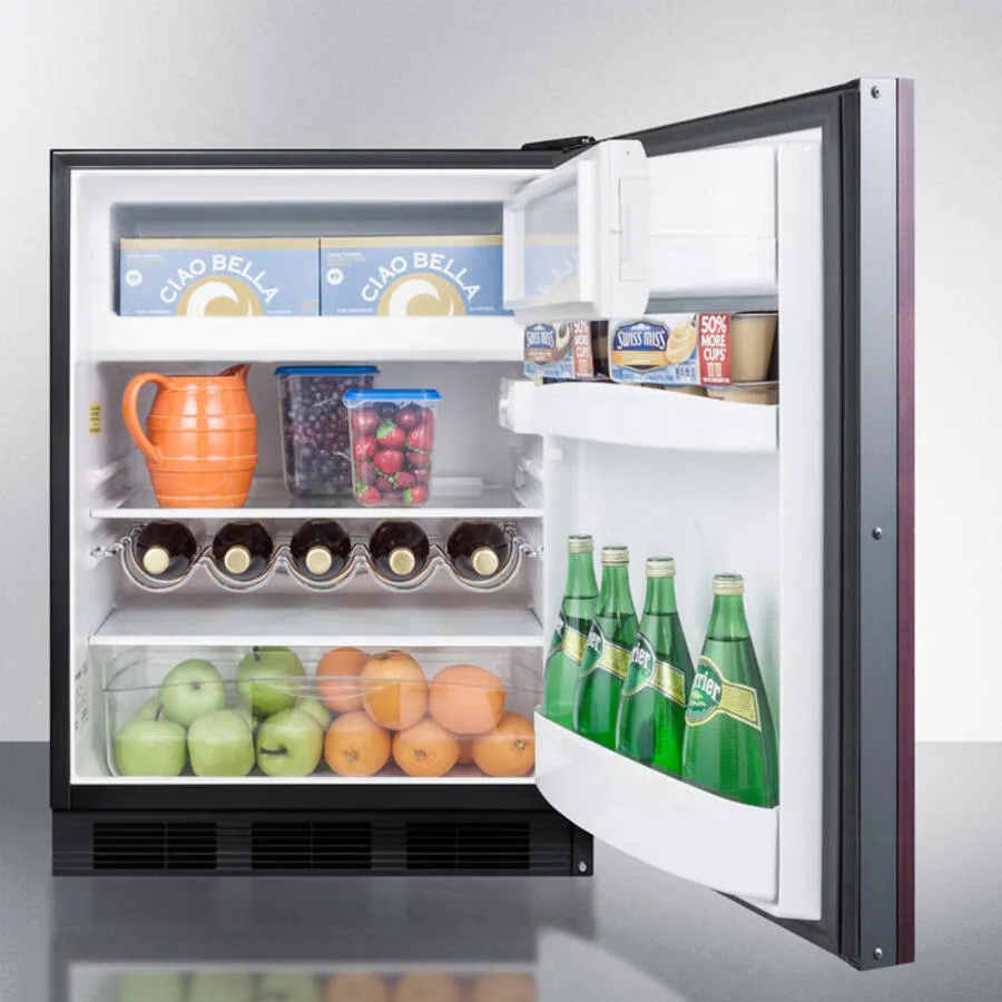 Summit CT663BBIIFADA Ada Compliant Built-In Undercounter Refrigerator-Freezer For Residential Use. Cycle Defrost With Deluxe Interior. Panel-Ready Door. And Black Cabinet