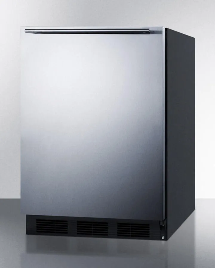 Summit CT663BBISSHHADA Ada Compliant Built-In Undercounter Refrigerator-Freezer For Residential Use. Cycle Defrost W/Deluxe Interior. Ss Door. Horizontal Handle. And Black Cabinet