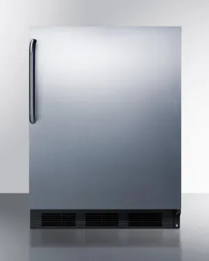 Summit CT663BBISSTB Built-In Undercounter Refrigerator-Freezer For Residential Use. Cycle Defrost With A Stainless Steel Wrapped Door. Towel Bar Handle. And Black Cabinet