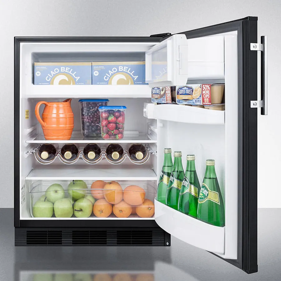 Summit CT663BK Freestanding Counter Height Refrigerator-Freezer For Residential Use. Cycle Defrost With Deluxe Interior And Black Finish