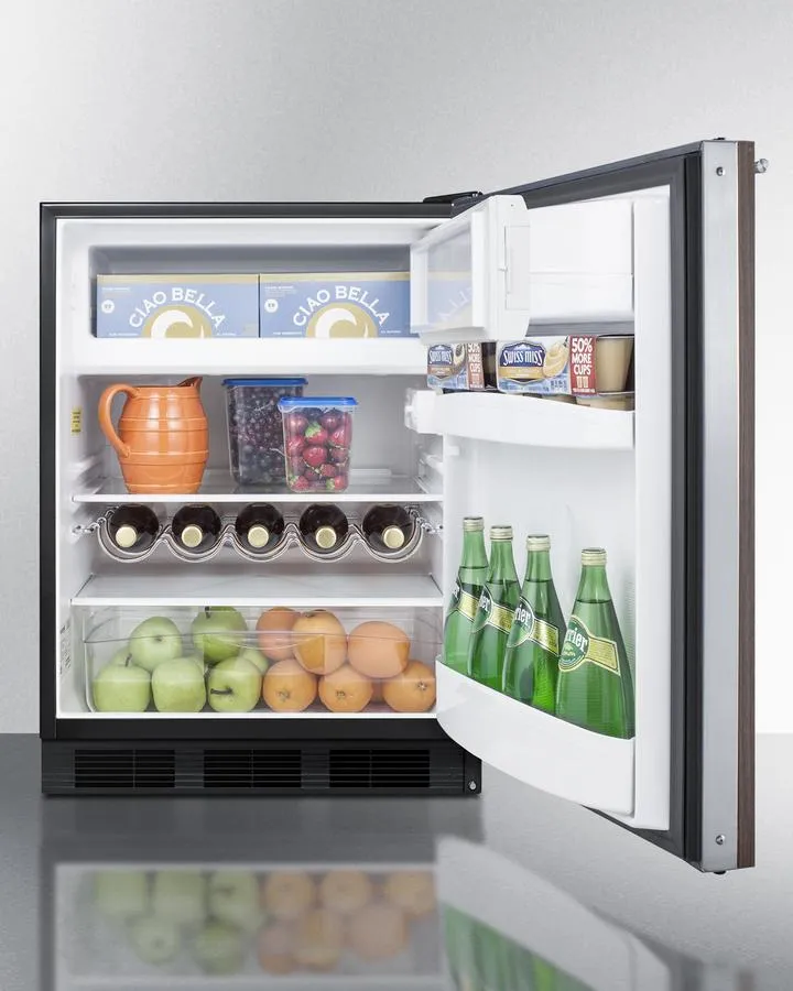 Summit CT663BKBIWP1ADA 24 Wide Built-In Refrigerator-Freezer With Wood Panel. Ada Compliant
