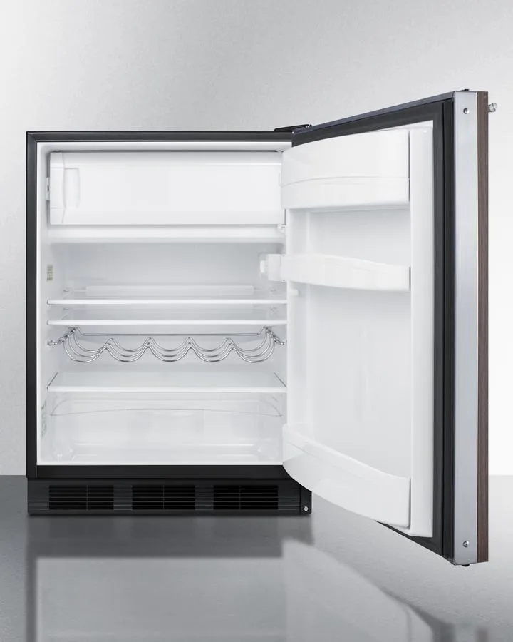 Summit CT663BKBIWP1ADA 24 Wide Built-In Refrigerator-Freezer With Wood Panel. Ada Compliant