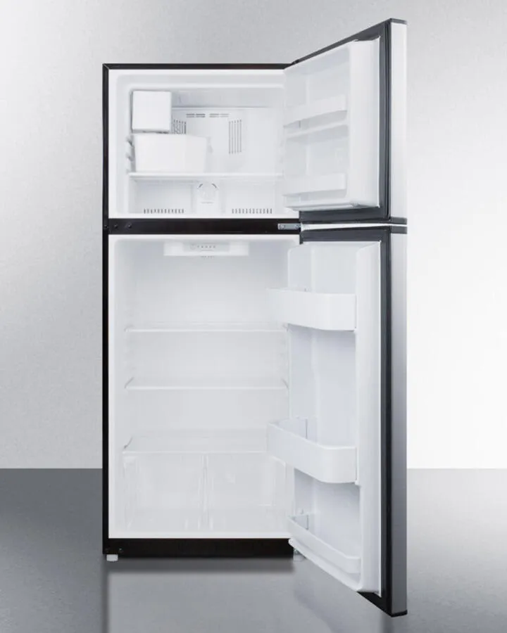 Summit FF1387SSIM 24 Wide 11.5 Cu.Ft. Frost-Free Refrigerator-Freezer With Factory Installed Icemaker. Black Cabinet. And Stainless Steel Doors