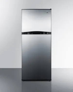 Summit FF1387SSIM 24 Wide 11.5 Cu.Ft. Frost-Free Refrigerator-Freezer With Factory Installed Icemaker. Black Cabinet. And Stainless Steel Doors