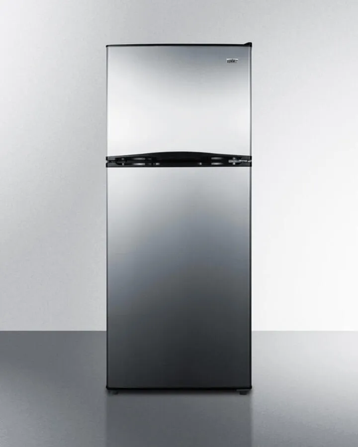 Summit FF1387SSIM 24 Wide 11.5 Cu.Ft. Frost-Free Refrigerator-Freezer With Factory Installed Icemaker. Black Cabinet. And Stainless Steel Doors