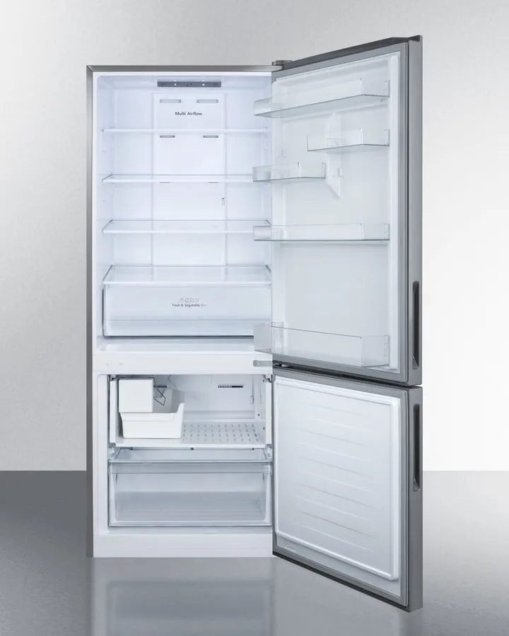 Summit FFBF279SSIM 28 Wide Built-In Bottom Freezer Refrigerator With Icemaker