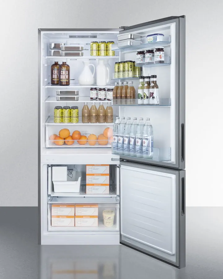 Summit FFBF279SSIM 28 Wide Built-In Bottom Freezer Refrigerator With Icemaker