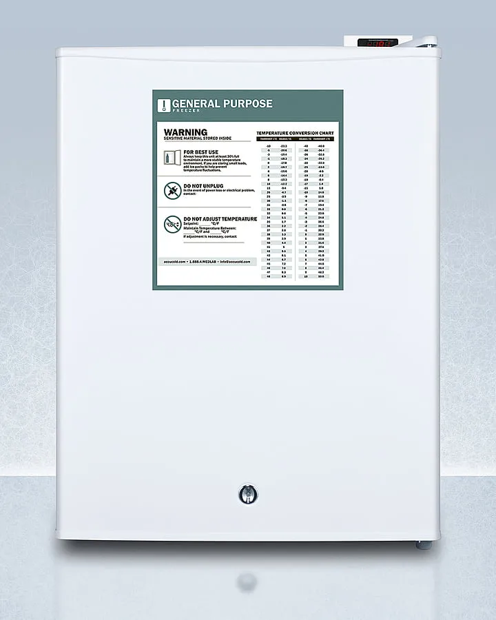 Summit FS30LGP Compact Manual Defrost All-Freezer For General Purpose Use. With Lock And Reversible Door